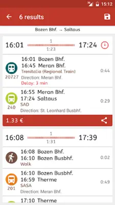 Timetable South Tyrol android App screenshot 5